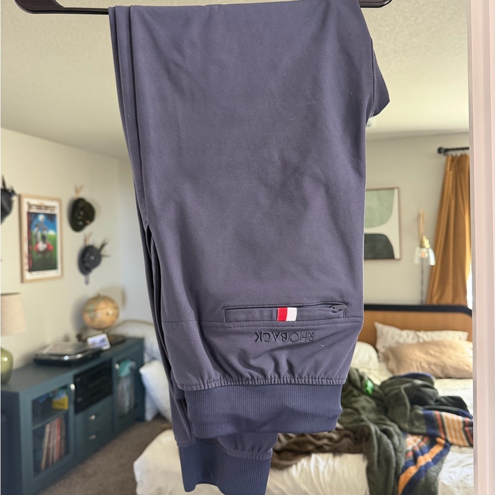 Rhoback Navy Men's Joggers with Rear Zip Detail